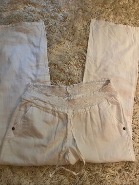 Love Tree Cream White Smocked Waist Pants